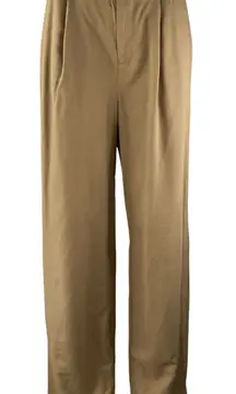 NEW Commense Women's Khaki Pleated High Rise Wide Leg Palazzo Dress Pants Size M