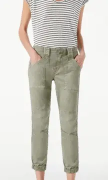 Frame Pants‎ Womens 25 Green Washed Aloe Banded Bottom Trapunto Moto Mid Rise