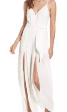 NWT Socialite Wide Leg Split Leg Jumpsuit Flawed Cream Ivory White Beach Size XS