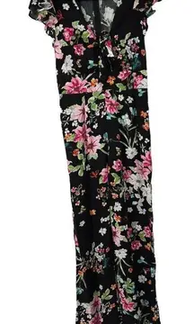 Love, Fire Black‎ Floral Flutter Sleeve Jumpsuit