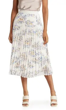 Vince Camuto Ladies‎ Detailed Pull On Pleated Midi Skirt ivory/lavender/blue XXL