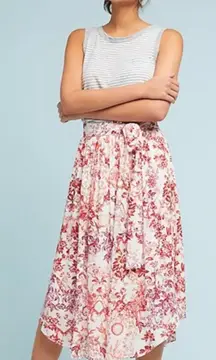 Anthropologie Maeve Staycation Midi Flowy Skirt Size X-Small Floral Modern Boho