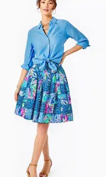 Lilly Pulitzer Bryant Pop Up Lilly's Party Patch A-Line Pleated Skirt