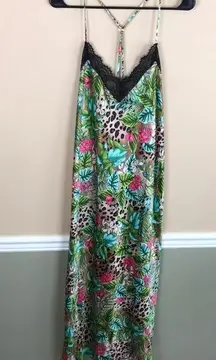 NWT INC International Concepts Women’s Floral Animal Print Lace Silky Slip Dress