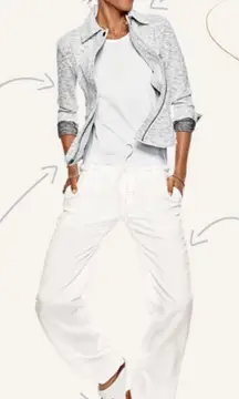 CAbi #5102 Marled Gray Neo Knit French Terry Moto Sweatshirt Jacket, S