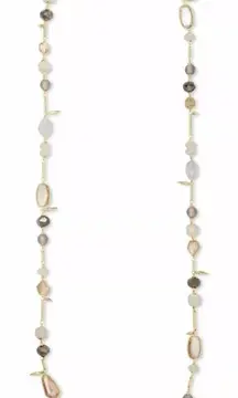 Kendra Scott Womens Ruth Mother of Pearl Ivory Crystal Gems Necklace w/Pouch NWT