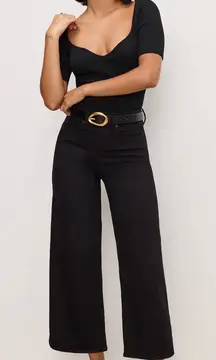 Good American Black Good Waist Palazzo Crop Jeans