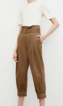 M.M. Lafleur The Talulah Pant Pleated Trouser‎ Eco Chino Khaki Tan Size 4
