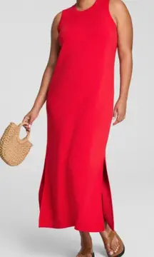 Spanx AirEssentials Sleeveless Maxi Red Long Side Slits Ultra-Soft Sundress 2X