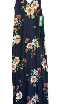 Fortune + Ivy Alicia Maxi Knit Dress Large Blue Floral Stitch Fix Sundress NWT
