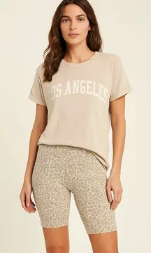 White Birch Women’s S Animal‎ Print Biker Shorts Neutral Athleisure Cozy