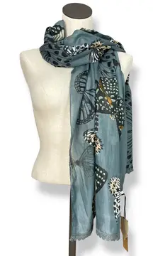 Butterfly Scarf Women Gauzy NWT FLAWS Lace Nature Women Grayish Lightweight