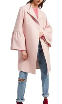 French Connection Virgin Wool Cashmere Flare Sleeves Pink Coat Women’s Size 4
