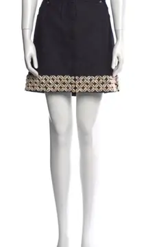 Michael Kors Denim Mini Skirt With Seashell Embellishment Size 14