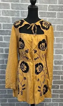Revolve Tularosa Keelan Linen Long Sleeve Embroidered Mini Dress Curry
Yellow L
