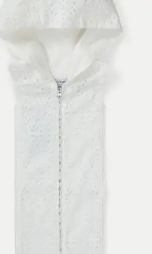 Veronica Beard Marlo Cotton Eyelet Hoodie Dickey, Color White, One Size, NWT