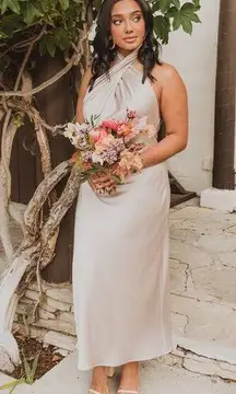 Show Me Your Mumu Jasmine Midi Dress in Show Me the Ring Luxe Satin XXS