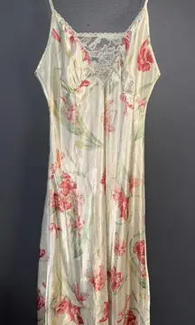 Cacique Floral Satin Chemise Nightgown with Lace Detail