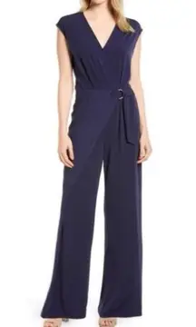MICHAEL Michael Kors Navy Blue Stretch-Crepe Belted Jumpsuit