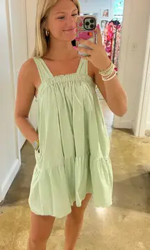 Boutique Green Mini Babydoll Dress 