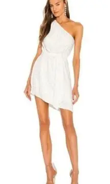 Retrofete Ella Sequin Dress in White Size Medium One Shoulder NWT Belt