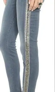 HUDSON Luna Embellished Studded Crop Super Skinny Leg denim jeans size 28