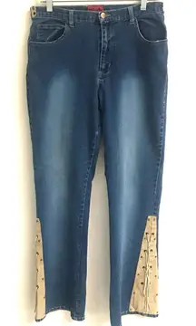 Too Hot lace up flare boho western hippie style denim jeans 10