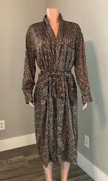 Neiman Marcus INTIMO Sleep Dress 100% Silk Medium square pattern Long Gown #81