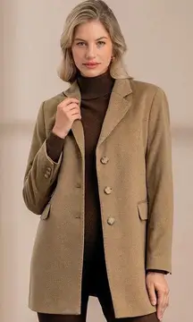 House of Bruar Cashmere Cheltenham Womens Jacket Long Sleeve Camel Tan UK 18