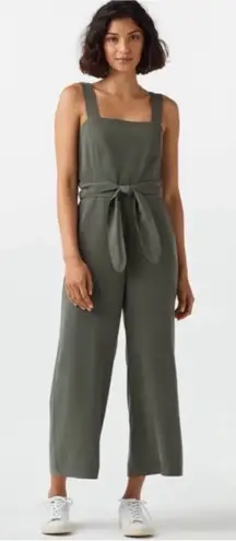 VETTA The Linen Two Piece Apron Jumpsuit Size 6 Olive Green Convertible Wide Leg