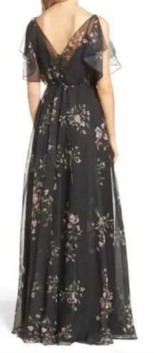 Jenny Yoo Cassie Flutter Sleeve Surplice Eden Gown Maxi Dress Womens Size 0