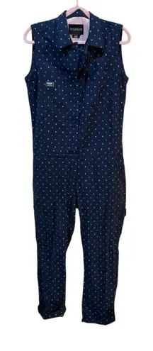 Wild Fang The essential Sleeveless Collard Coverall Hashtag Navy Size Medium Blue