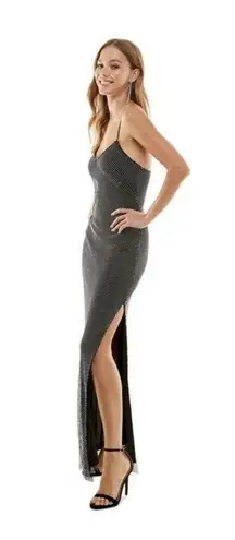 Say Yes To The Prom Embellished Sleeveless Strappy Gown Juniors' 11 Black Slit
