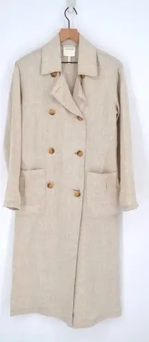 Avec Les Filles Oversized Long Linen Trench Coat Cream Tan Women's XS