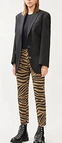 NILI LOTAN Jenna Pants Tiger Print Straight Leg Low Rise Size 2 or 27 Tan