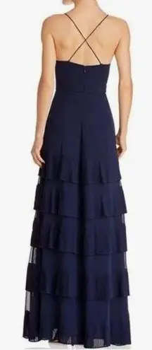 Fame and Partners NEW  Rosen Tiered-Pleat Gown Navy