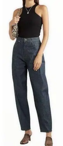 Goldsign The Curved Dark Wash Crop High Waisted Rise Tapered Jeans Serra Size 24 Blue