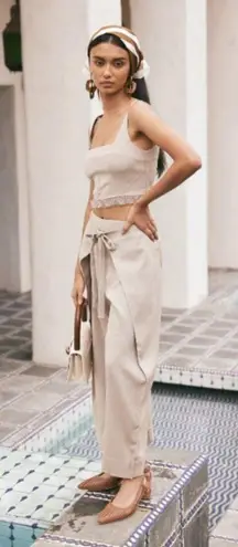 Cult Gaia ππ Marais Pant ~ Light Camel Waist Tie Relaxed Large L NWT