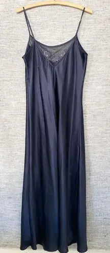 Jones New York Vintage  slip dress nightie nightgown midnight navy blue satin