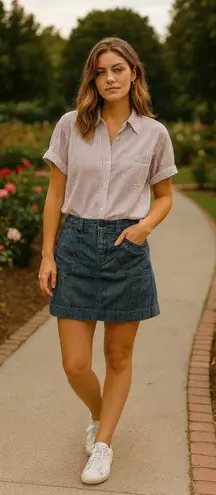 Caslon Nordstrom 100% Cotton Chambray Denim Utility Skirt Blue Size 8 Casual