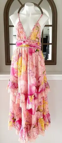Rococo Sand x Revolve Leona Low Back Maxi Dress in Peach/Pink Floral Size L NWT Pink Size L
