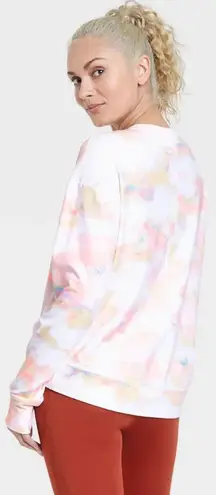 All In Motion Women's Loose Tie-Dye Crewneck Pullover Sweatshirt Light pink Small