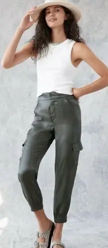 Anthropologie Shimmer Cargo Joggers Gray Metallic Size Medium