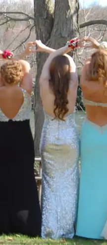 Black Label Silver Sequin Prom Dress