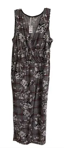 Ny Collection Surplus V-neck Floral Houndstooth Sleeveless Jumpsuit women’s 2XP