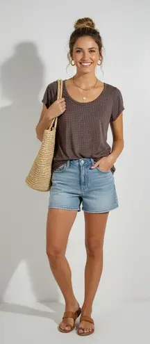 Fresh Produce Womens Top Small Brown Polka Dot Pockets Cotton Casual USA Made