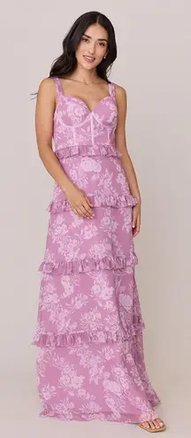 Revelry Sloane Chiffon Floral Dress Size 4 Bridesmaid Wedding Guest Tiered