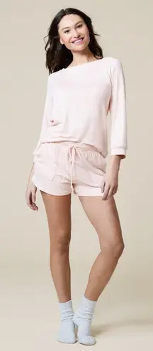 Softies Dream 3/4 Sleeve Boat Neck Top and Short Set Sz S Apricot NWT Soft $129 Pink