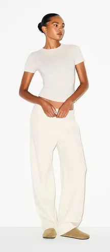 SKIMS Cotton Fleece Classic Straight Leg Pant in Oatmeal Heather, Size Small