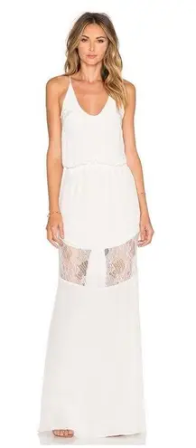 Karina Grimaldi Silk Blend Camila Maxi Ivory Dress Lace Cutout Revolve S